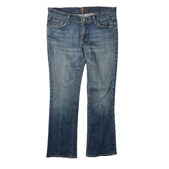7 For All Mankind 7FAM Bootcut Ultra Low Rise Jeans Medium Wash Denim Womens 29 - Picture 1 of 7
